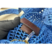 Big Discount Chloe Summer Banana tote bag in raffia straw 1665 Blue 2025