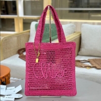 Promotional Chloe Summer Banana tote bag in raffia straw 1665 Dark Pink 2025