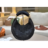 Free Shipping Chloe Summer Banana hobo bag in raffia straw 1668 Black 2025