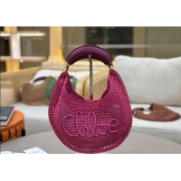 Top Design Chloe Summer Banana hobo bag in raffia straw 1668 Pink 2025