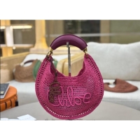 Top Design Chloe Summer Banana hobo bag in raffia straw 1668 Pink 2025