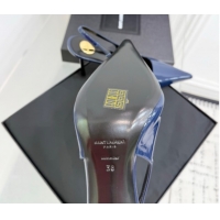 Pretty Style Saint Laurent Vendome Slingbacks Pump 11cm in Patent Leather Dark Blue YSL121203 1212101