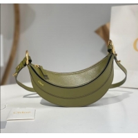 Buy Inexpensive Chloe Banana Cross-body Bag in Grained Leather W865 Green 2025