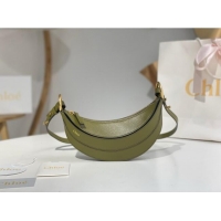 Buy Inexpensive Chloe Banana Cross-body Bag in Grained Leather W865 Green 2025