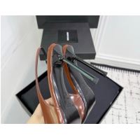 Shop Duplicate Saint Laurent Vendome Slingbacks Pump 11cm in Patent Leather Brown2 YSL121203 1212103