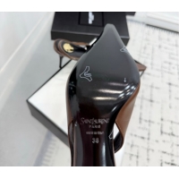 Best Grade Saint Laurent Babylone Breteuil Slingbacks Pump 9cm in Calfskin Leather Dark Brown 51213003