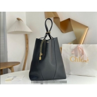 Super Quality Chloe Large Spin Tote Bag in Grained Leather 1120 Black 2025