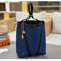 Super Quality Chloe Medium Spin Tote Bag in Denim 1120 Navy Blue 2025
