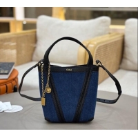 Grade Cheapest Chloe Small Spin Tote Bag in Denim 1120 Navy Blue 2025