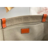 Best Quality Chloe Large Woody Tote Bag in Linen Canvas and Calfskin Leather 1120 Orange 2025