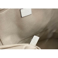 Promotional Chloe Large Woody Tote Bag in Linen Canvas and Calfskin Leather 1120 White 2025