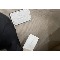 Big Discount Chloe Medium Woody Tote Bag in Linen Canvas and Calfskin Leather 1120 White 2025