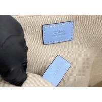 Famous Brand Chloe Medium Woody Tote Bag in Linen Canvas and Calfskin Leather 1120 Light Blue 2025