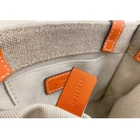 Cheap Price Chloe Mini Woody Tote Bag in Linen Canvas and Calfskin Leather 1120 Orange 2025