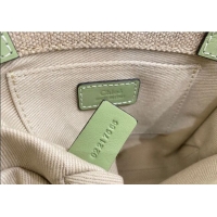 Best Product Chloe Mini Woody Tote Bag in Linen Canvas and Calfskin Leather 1120 Light Green 2025