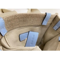 Buy Discount Chloe Mini Woody Tote Bag in Linen Canvas and Calfskin Leather 1120 Light Blue 2025
