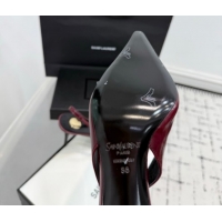 Popular Style Saint Laurent Babylone Breteuil Slingbacks Pump 9cm in Oil Leather Dark Burgundy 1213008