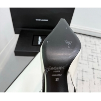 Good Product Saint Laurent Babylone Breteuil Slingbacks Pump 9cm in Shiny Leather White 1213013