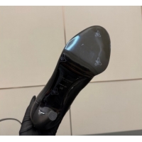 Luxurious Saint Laurent Diane Heel High Boots 10.5cm in Black Calfskin Leather with Logo Strap 1213014