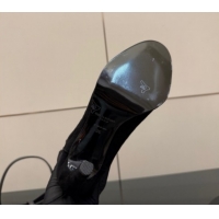 Low Price Saint Laurent Diane Heel High Boots 10.5cm in Suede with Logo Strap Black 1213015