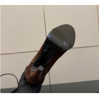 Good Quality Saint Laurent Diane Heel High Boots 10.5cm in Suede with Logo Strap Brown 1213016