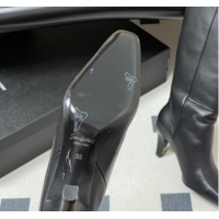 Pretty Style Saint Laurent Jill Heel High Boots 8cm in Calfskin Leather Black 1213017