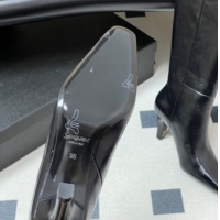 Best Grade Saint Laurent Jill Heel High Boots 8cm in Shiny Leather Black 1213020