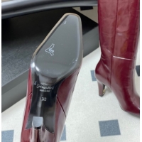 Top Grade Saint Laurent Jill Heel High Boots 8cm in Calfskin Leather Dark Burgundy 1213021