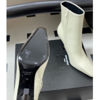 Popular Style Saint Laurent Jill Heel Booties 10cm in Calfskin Leather White 1213023
