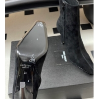 Good Looking Saint Laurent Jill Heel Booties 10cm in Suede Black 1213027