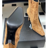 Best Price Saint Laurent Jill Heel Booties 10cm in Suede Brown 1213028