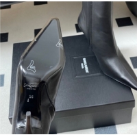 Trendy Design Saint Laurent Ashley Heel Booties 9.5cm in Calfskin Leather Black 1213034