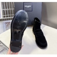 Grade Quality Saint Laurent Le Flat Booties in Suede Black YSL121301 1213045