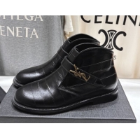 Low Price Saint Laurent Flat Chelsea Booties in Embossed Leather Black YSL121303 1213051