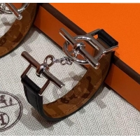 Grade Design Hermes Croisiere Simple Tour bracelet in Chaine d'Ancre and Leather HS010401 Black/Silver 2025