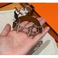 Unique Grade Hermes Croisiere Simple Tour bracelet in Chaine d'Ancre and Leather HS010401 Brown/Silver 2025
