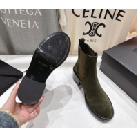 Low Cost Saint Laurent Vincent Heel Chelsea Booties 6cm in Suede Green 1213054