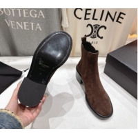 Unique Style Saint Laurent Vincent Heel Chelsea Booties 6cm in Suede Dark Brown 1213055