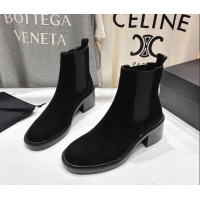 Most Popular Saint Laurent Vincent Heel Chelsea Booties 6cm in Suede Black 1213056