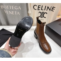 Popular Style Saint Laurent Vincent Heel Chelsea Booties 6cm in Perforated Calfskin Leather Brown 1213058