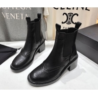 Durable Saint Laurent Vincent Heel Chelsea Booties 6cm in Perforated Calfskin Leather Black 1213061