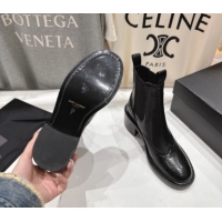 Durable Saint Laurent Vincent Heel Chelsea Booties 6cm in Perforated Calfskin Leather Black 1213061