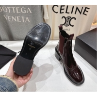 Good Product Saint Laurent Vincent Heel Chelsea Booties 6cm in Perforated Patent Leather Dark Burgundy 1213059