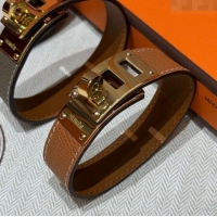 Hermes Kelly bracelet in Grained Leather HS010406 Brown 2025