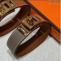 Top Grade Hermes Kelly bracelet in Grained Leather HS010406 Grey 2025