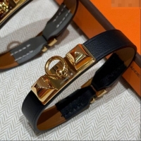 Luxury Discount Hermes Rivale Mini bracelet 7 in Swift Leather and Studs HS010407 Black 2025