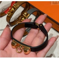 Luxury Discount Hermes Rivale Mini bracelet 7 in Swift Leather and Studs HS010407 Black 2025