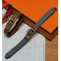 Most Popular Hermes Rivale Mini bracelet 7 in Swift Leather and Studs HS010407 Grey 2025