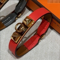 Luxury Discount Hermes Rivale Mini bracelet 7 in Swift Leather and Studs HS010407 Pink 2025