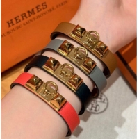 Luxury Discount Hermes Rivale Mini bracelet 7 in Swift Leather and Studs HS010407 Pink 2025